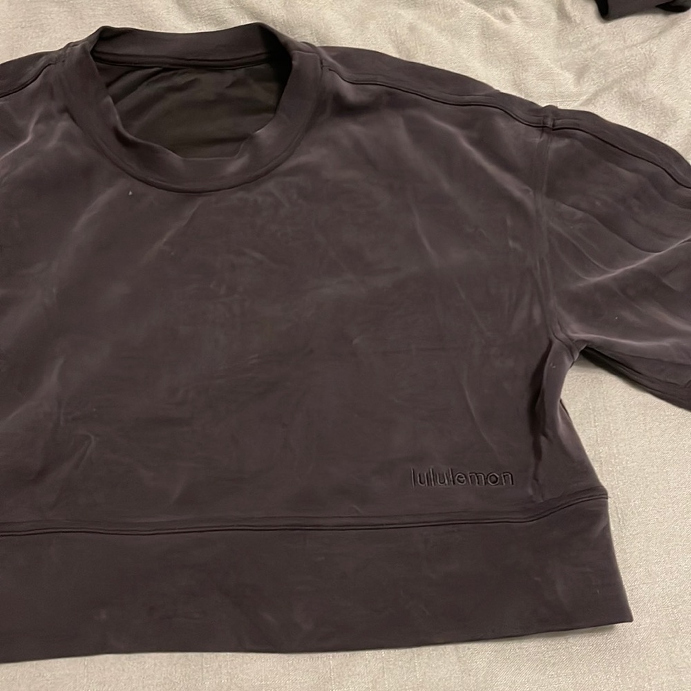 Oversized crop crew neck sweatshirt